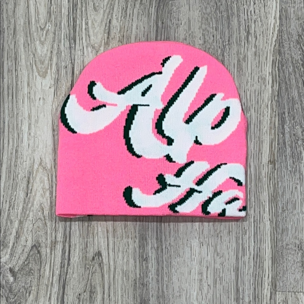 Pink graphic Beanie